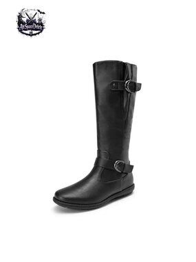 Women's Faux Fur-Lined Knee High Winter Boots Side Zip Flat Snow Boots